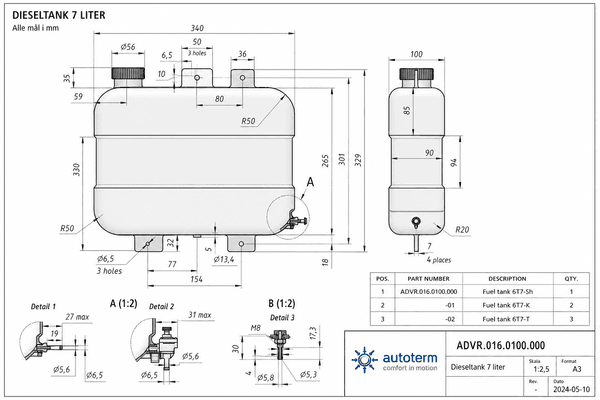 Hovedbilde Autoterm drivstofftank 7 Liter